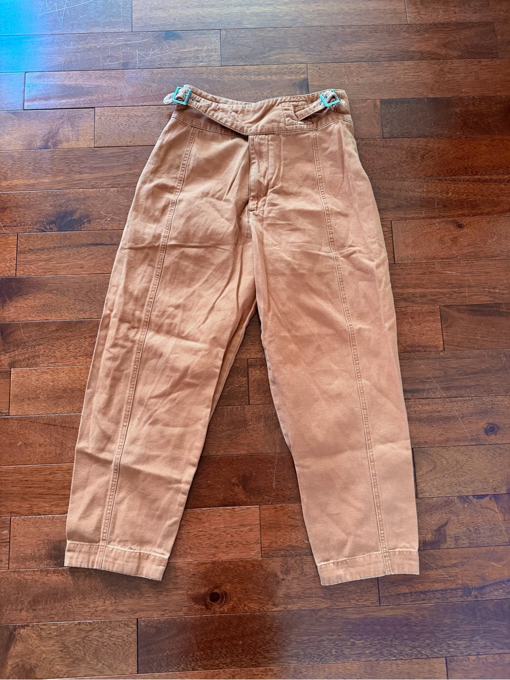 Urban Outfitters Canvas Adjustable Waist Barrel Pants in a brick orange shade 6